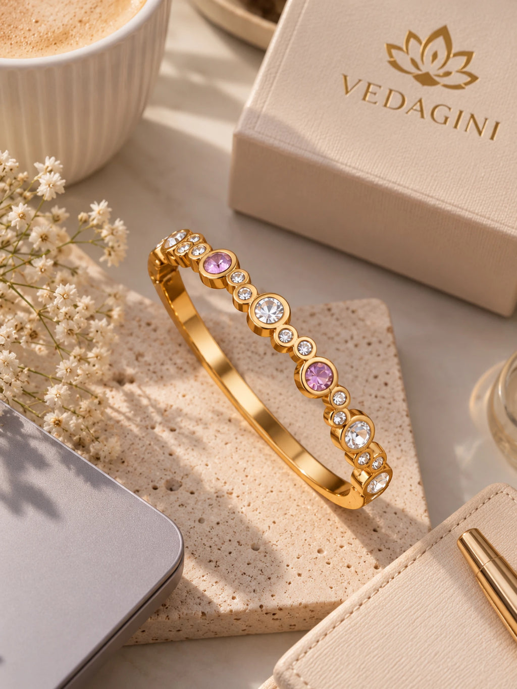 Royal Pink & Crystal Bracelet – 2.6 & 2.8