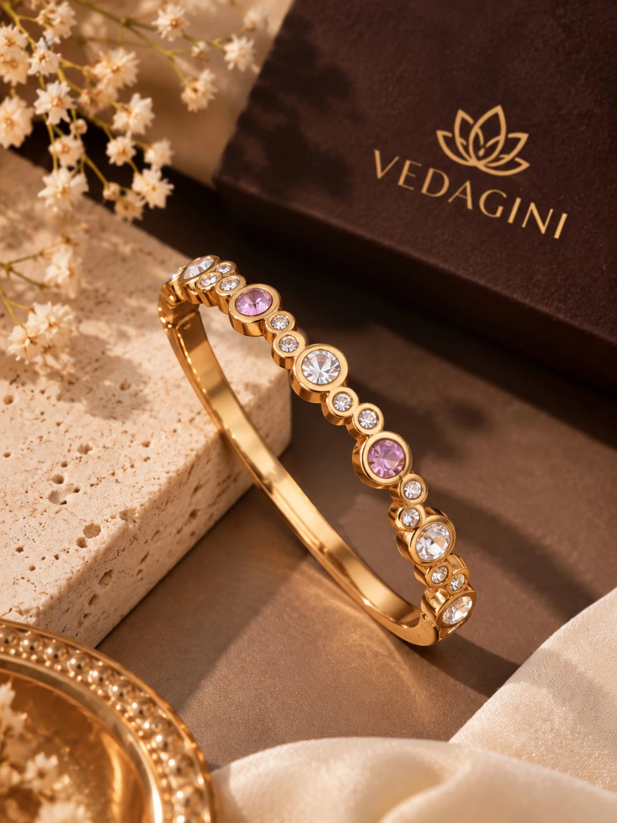 Royal Pink & Crystal Bracelet – 2.6 & 2.8