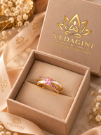 Pink Crystal Dual Band Ring
