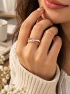 Pink Crystal Dual Band Ring