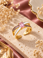 Pink Crystal Dual Band Ring