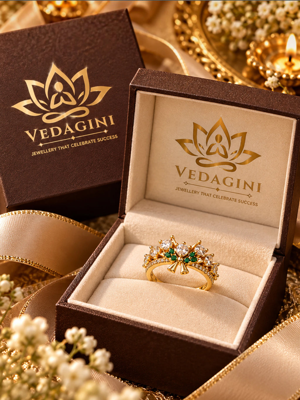 Emerald Bow Crown Ring
