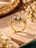 Emerald Bow Crown Ring