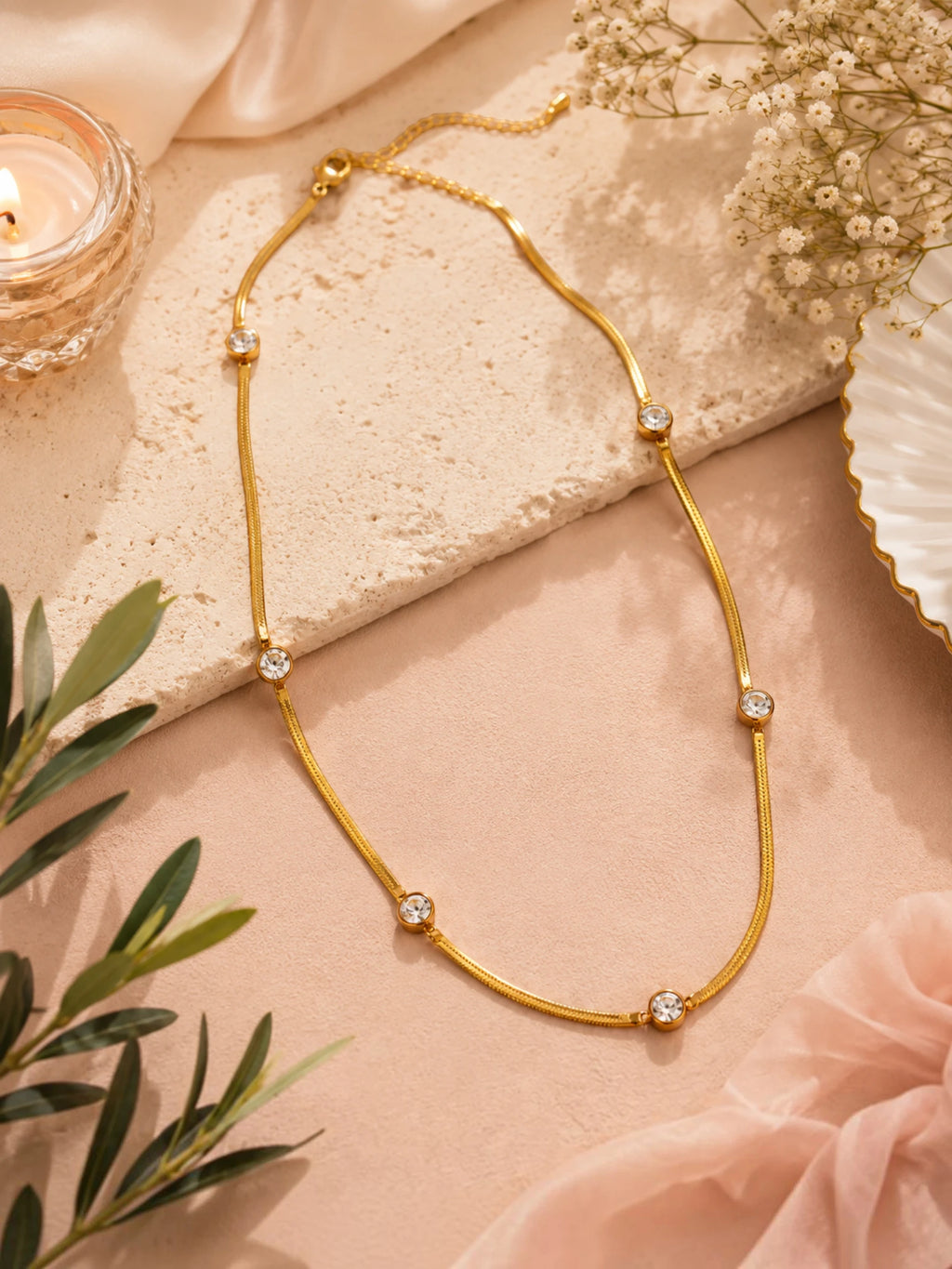 Crystal Station Chain Necklace