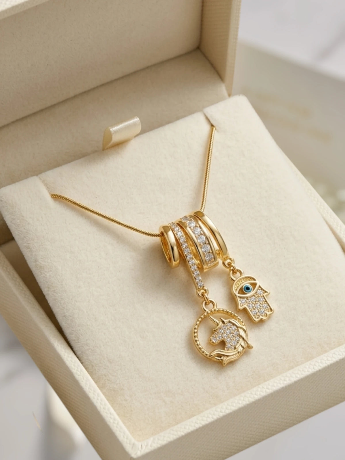 Anti Tarnish Gold Plated Evil Eye Pendant Necklace