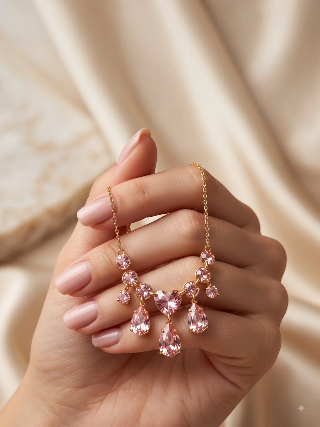 Royal Teardrop American Diamond Necklace