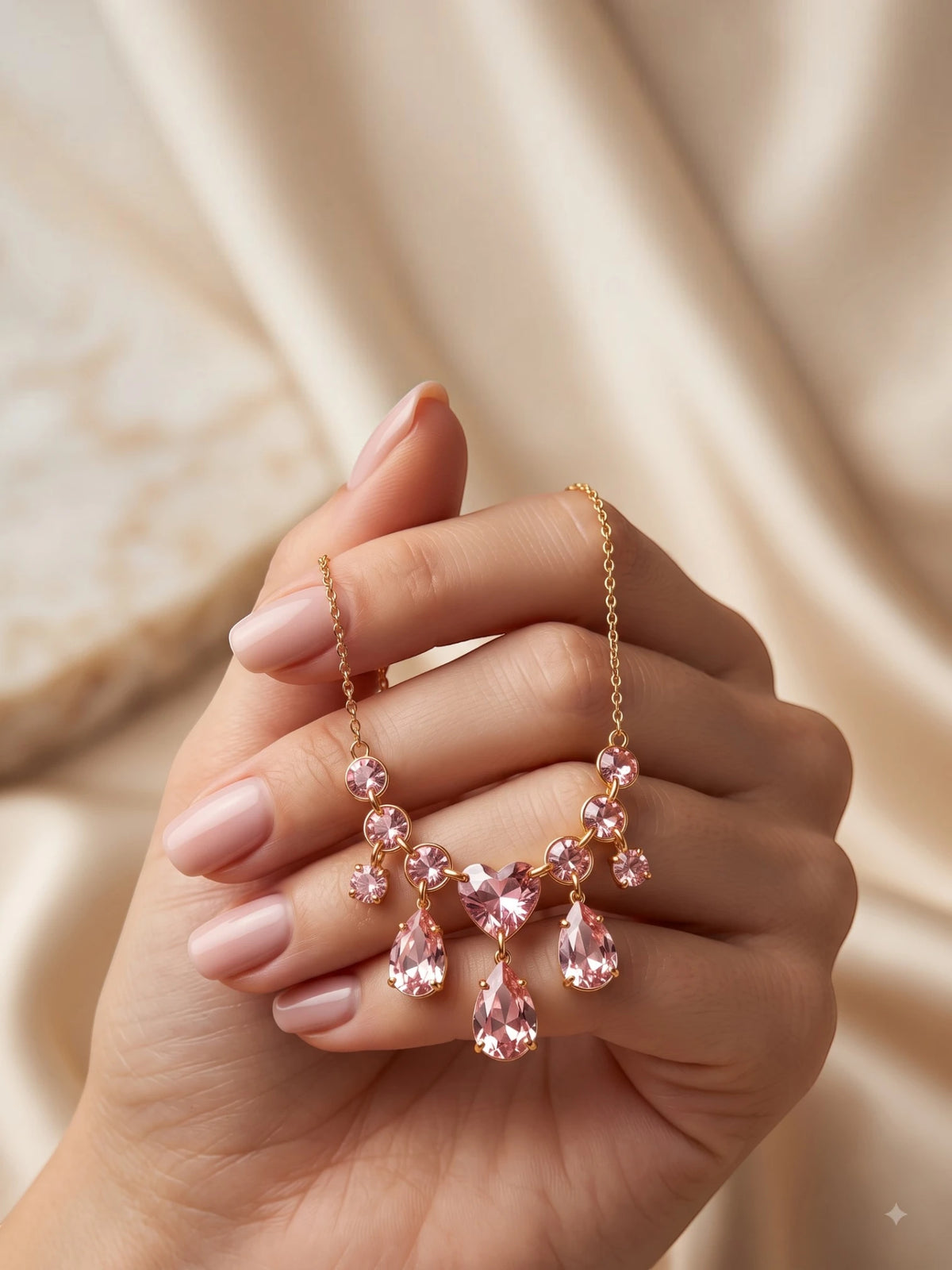 Royal Teardrop American Diamond Necklace
