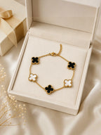 Black & White Clover Charm Bracelet